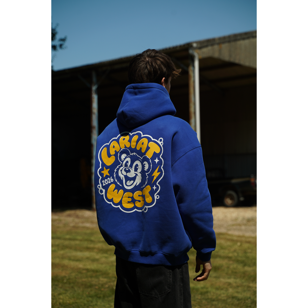 Bubble | Oversized Fleeced Hoodie front view, Bonzo bubble logo, oversized fleece
