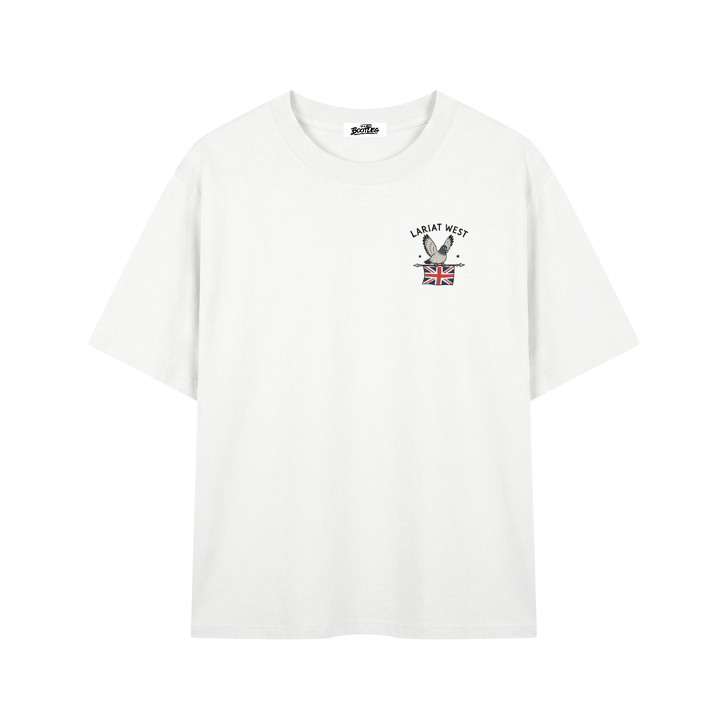 Coo Britannia | Heavyweight Tee front view, British-themed left-chest graphic