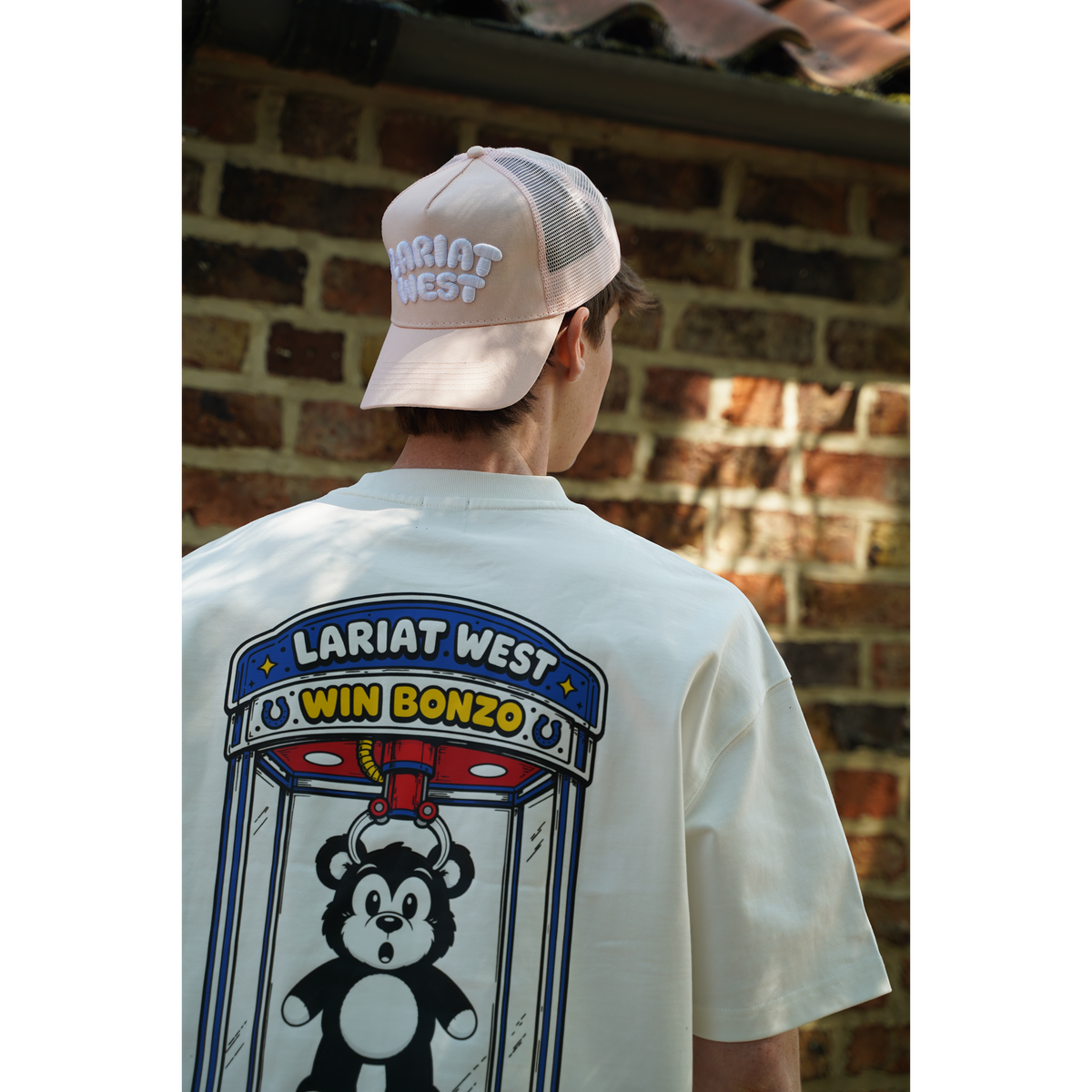 Foam | Trucker Cap front view, five-panel trucker, Bonzo front graphic