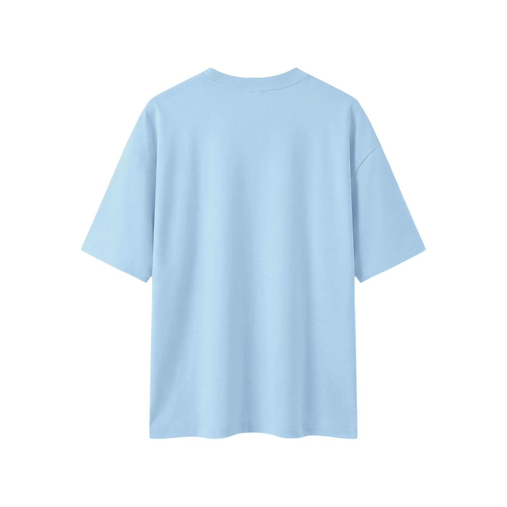 Minimal Boxy Oversized Tee, Light Blue, back view