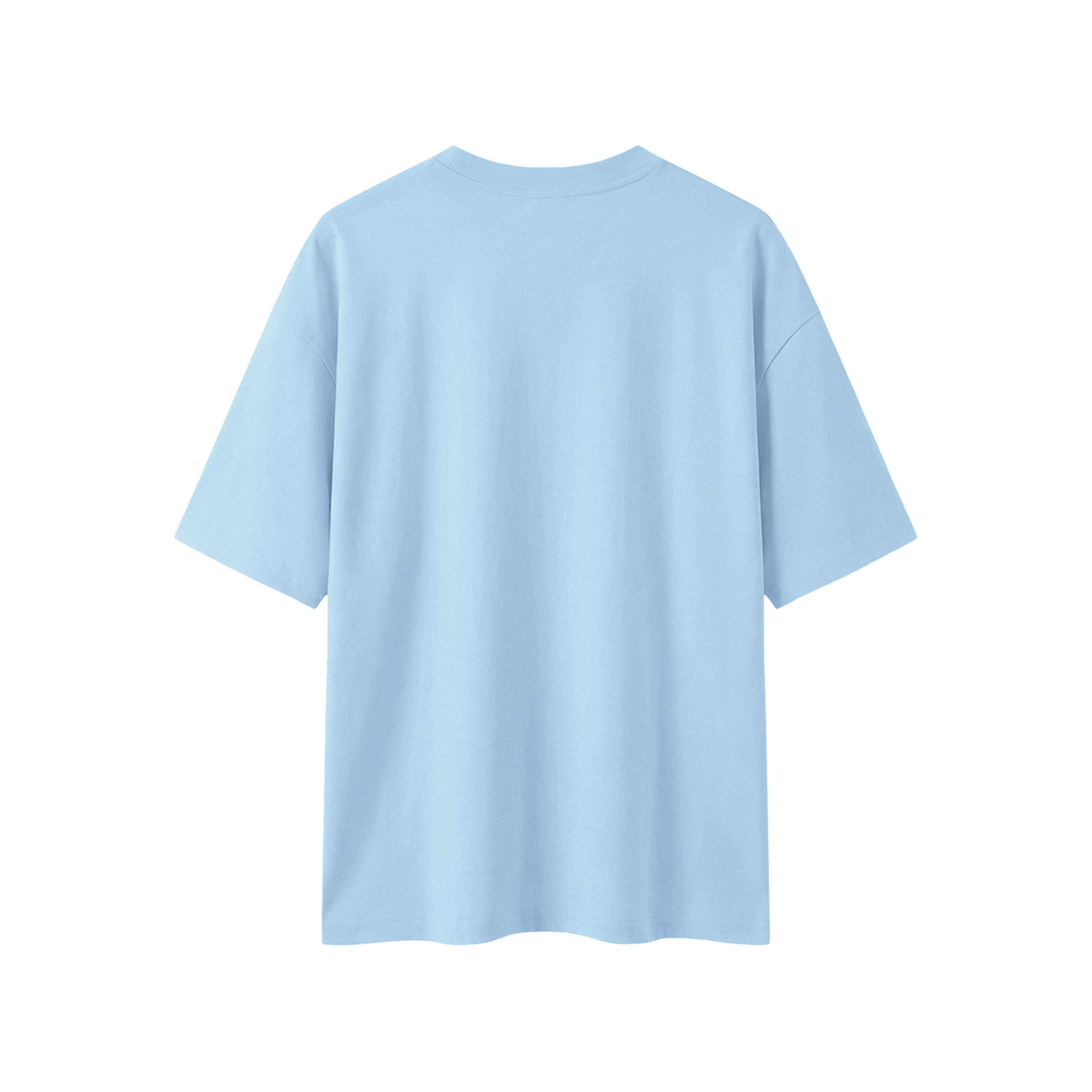 Minimal Boxy Oversized Tee, Light Blue, back view