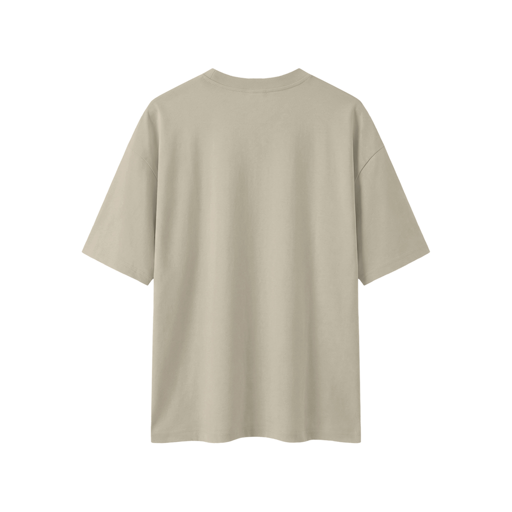 Minimal Boxy Oversized Tee, Light Grey, back view