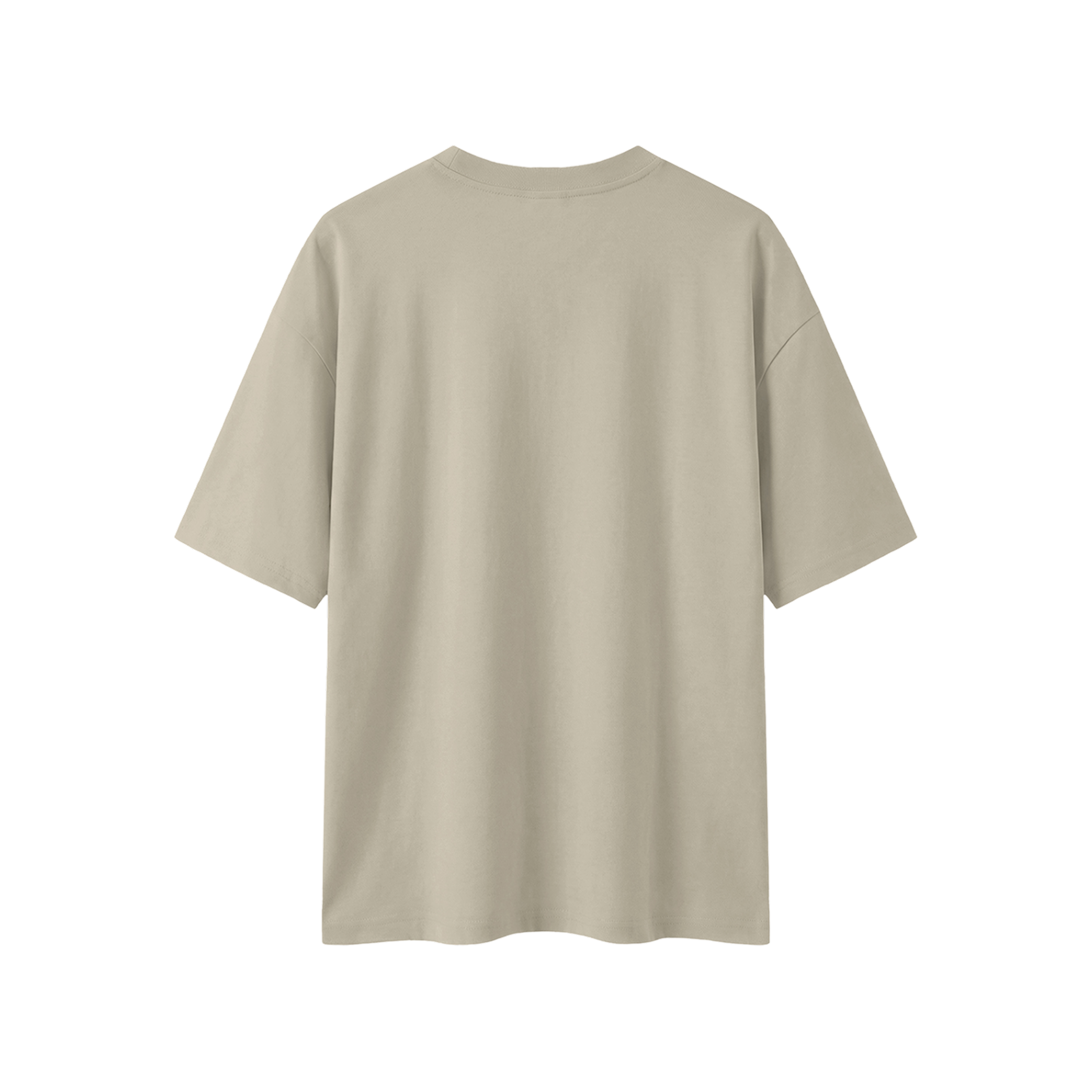 Minimal Boxy Oversized Tee, Light Grey, back view