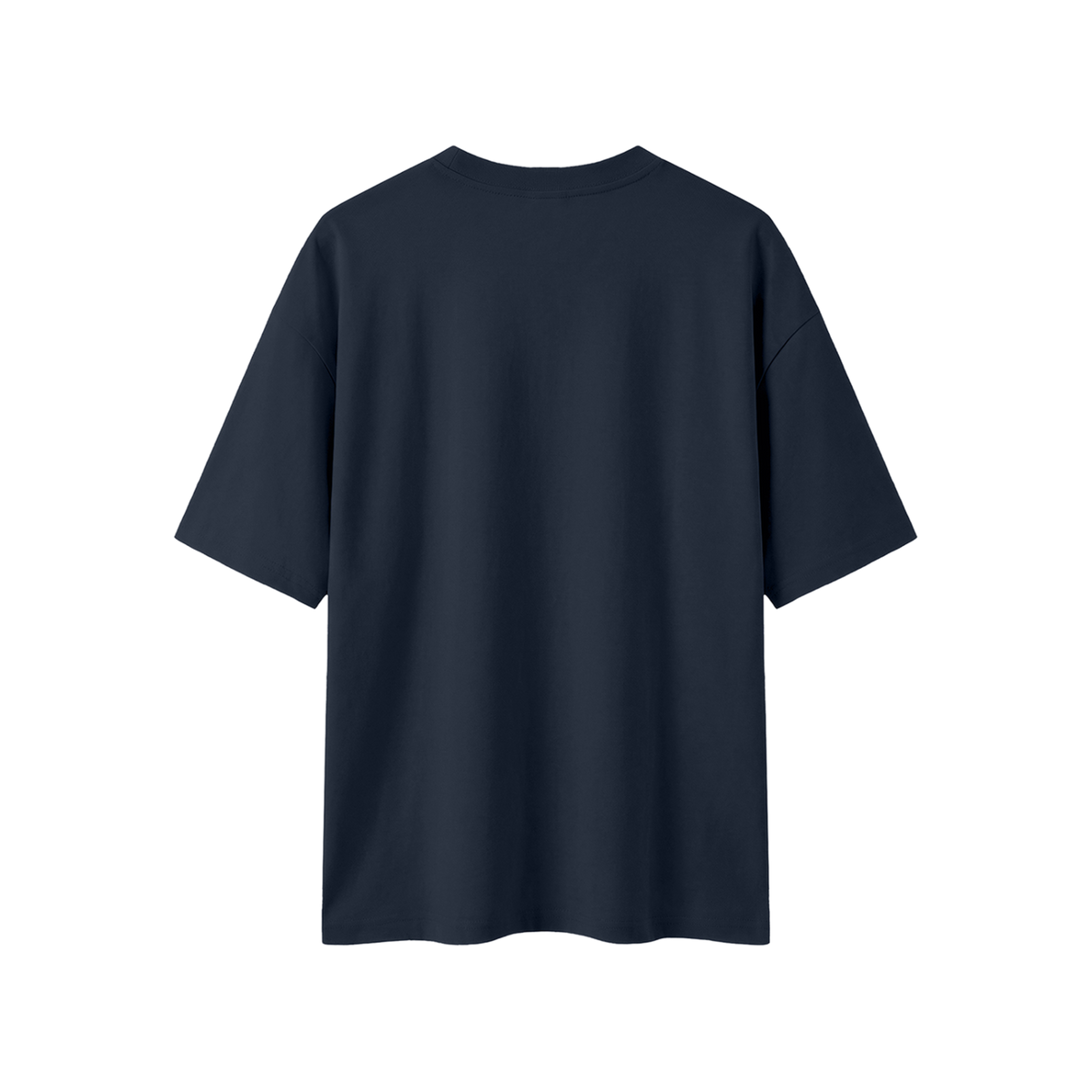 Minimal Boxy Oversized Tee, Navy Blue, back view