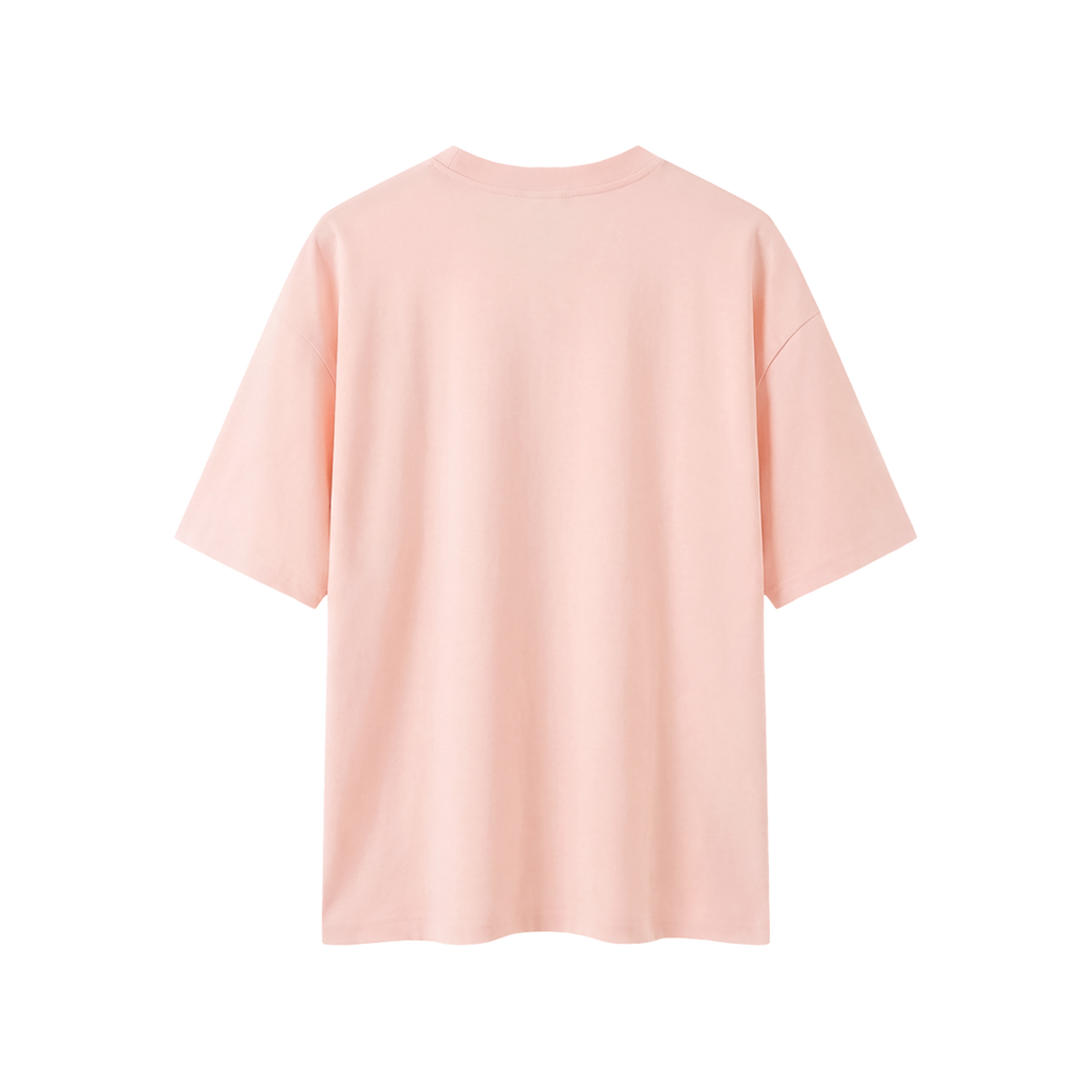 Minimal Boxy Oversized Tee, Pink, back view