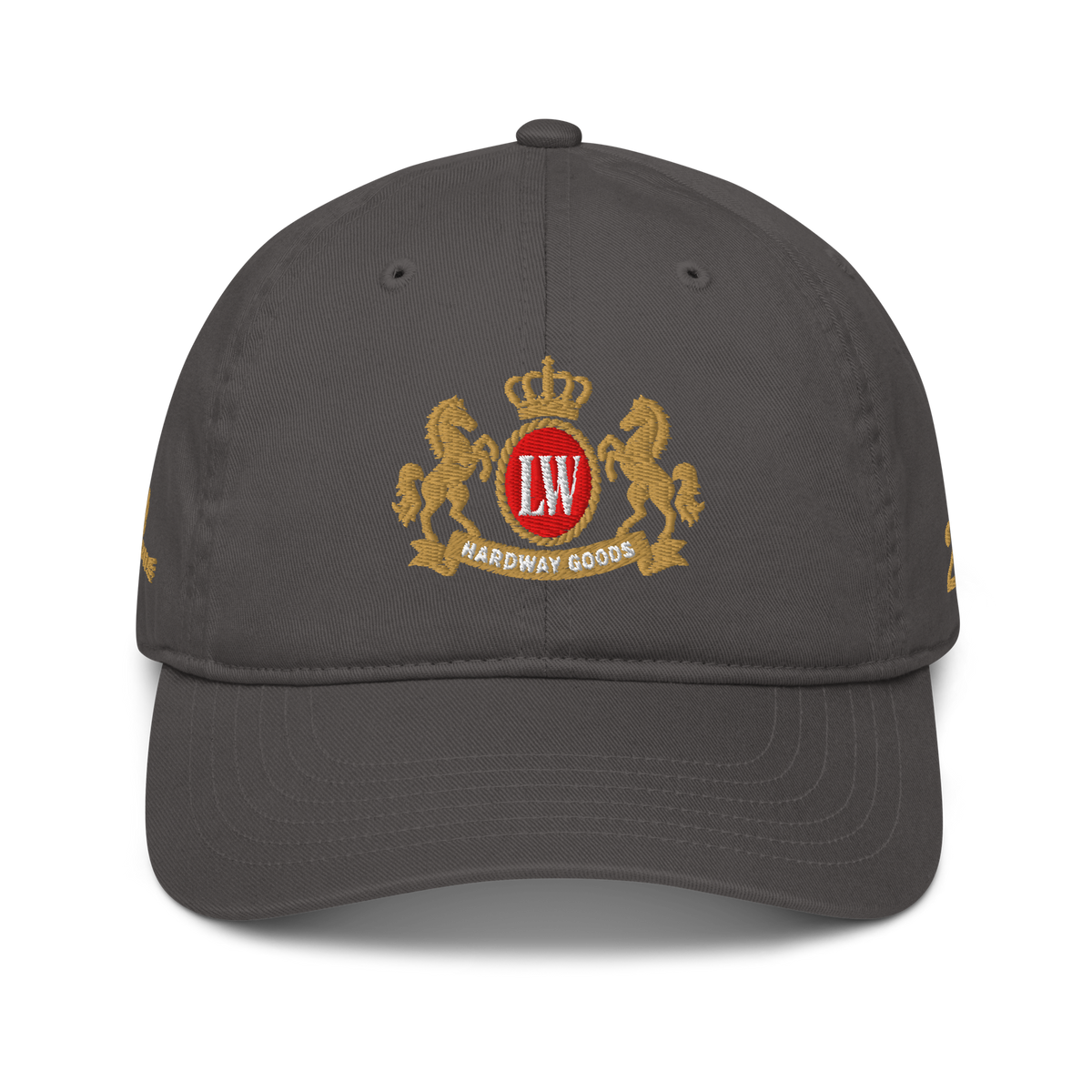 Smokes Organic Dad Hat, Charcoal, front view