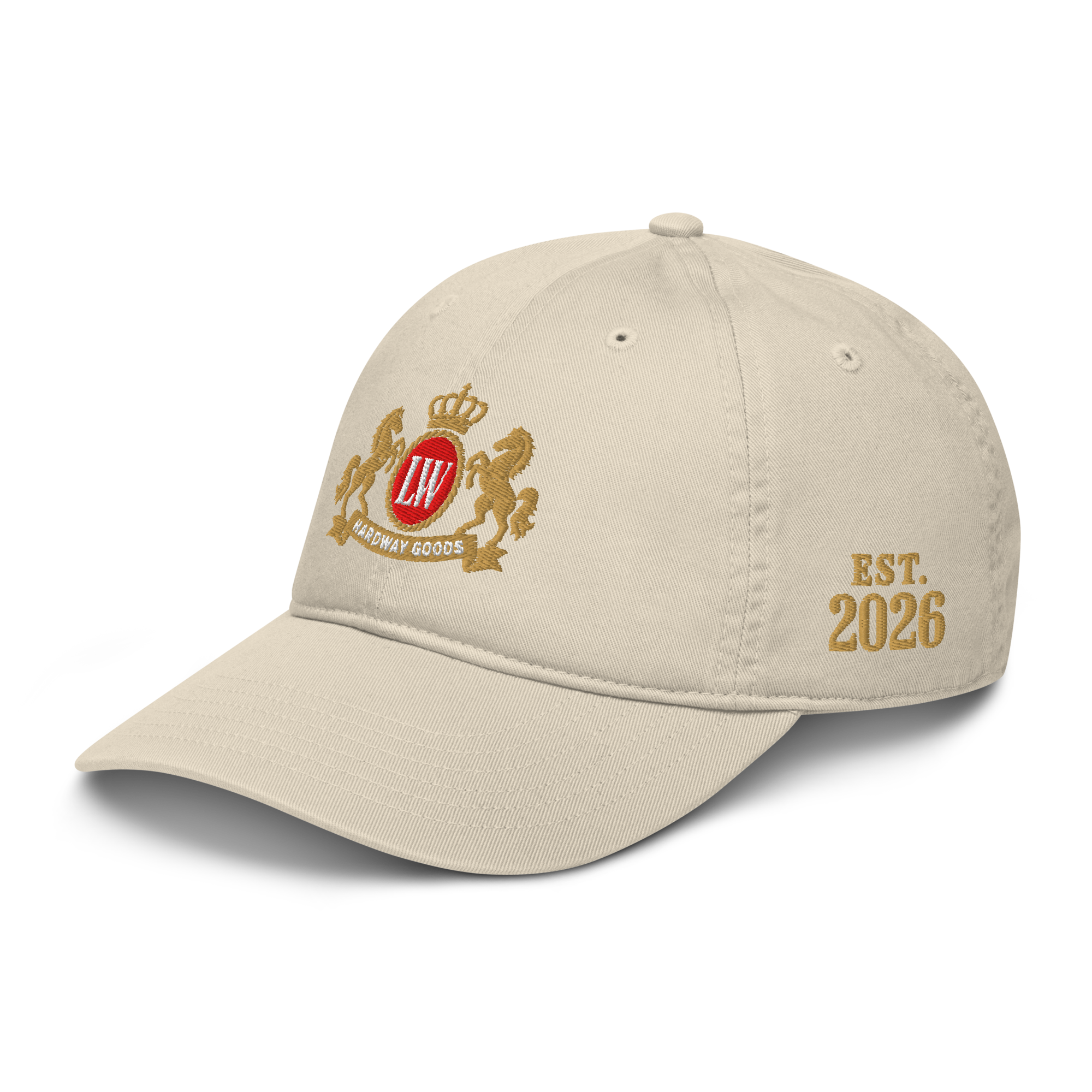 Smokes Organic Dad Hat, Oyster, left front angle